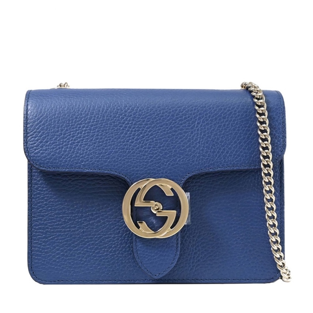 NWT Gucci GG Interlocking Leather Chain Small CrossBody Bag